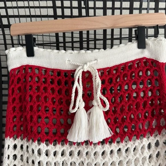 Farm Rio Red Striped Crochet Skirt - Picture 6 of 10